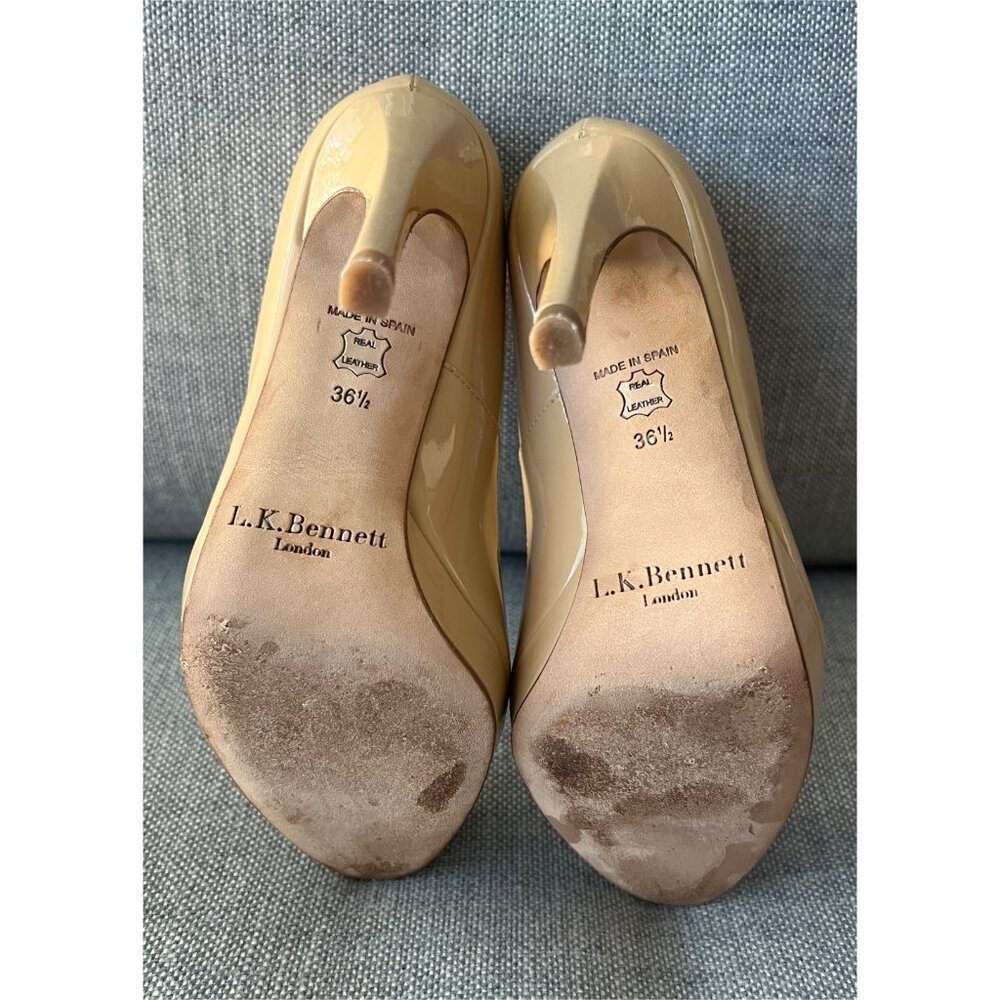 LK Bennett Sledge Platform Pump in Beige Patent Leather, Size 6.5 EU 36.5 - Picture 15 of 15